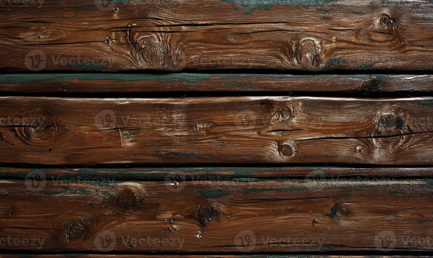 Textured Wooden Planks with Rich Brown and Green Paint Details for Background and Design Use in Rustic and Vintage Styles photo