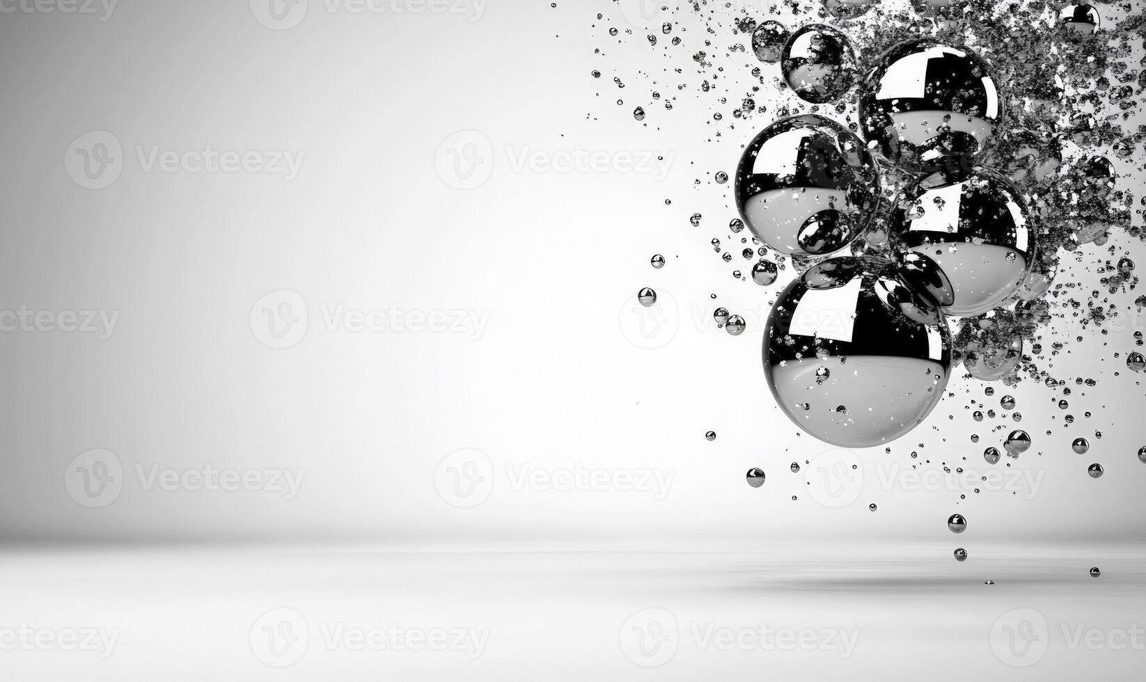 A black and white photo of a silver sphere
