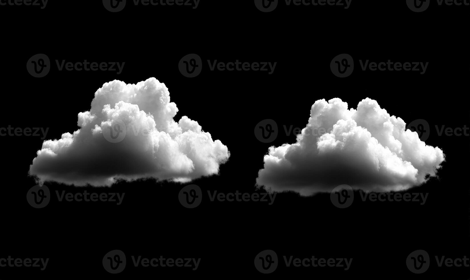 Two clouds are shown on a black background photo