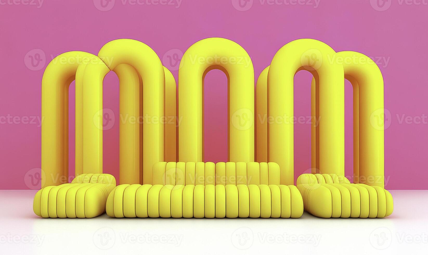 A yellow couch with four tubes on it photo