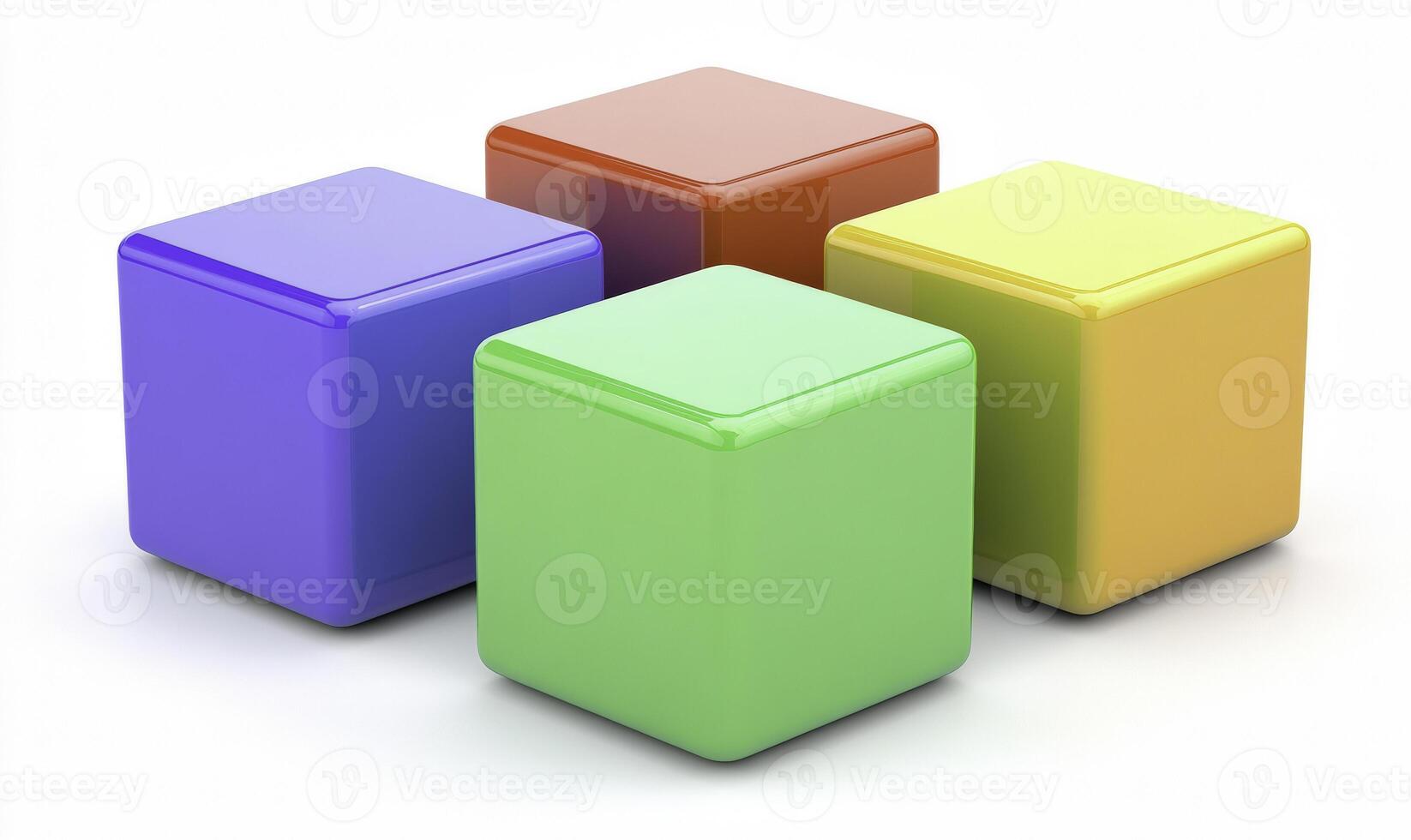 Four colorful cubes on a white background photo