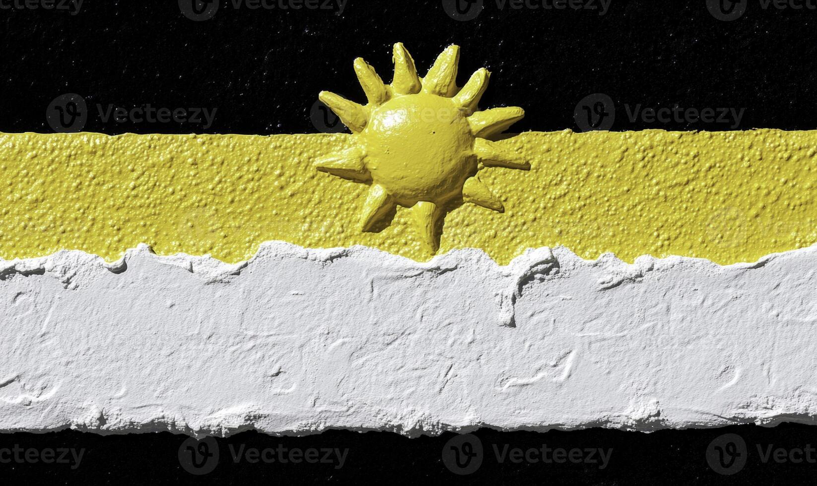 Uruguay flag with sun on black background photo