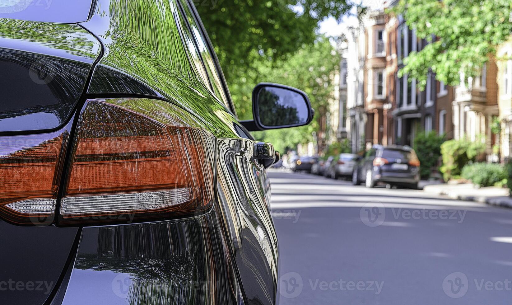 A car is parked on the side of the road photo