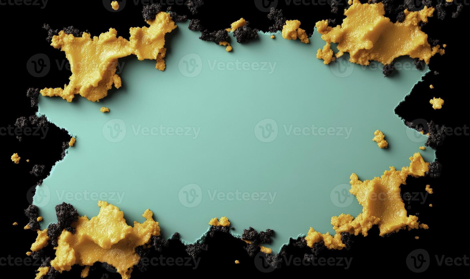 A blue and gold frame with a hole in it photo