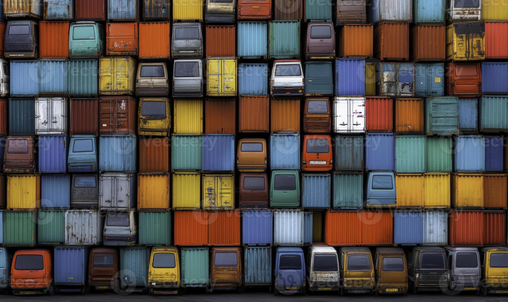 A wall of stacked containers photo