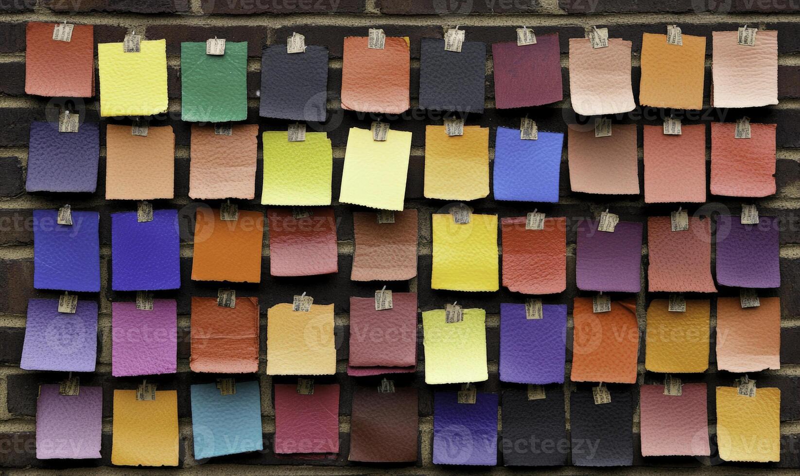 Color swatches hanging on a wall photo