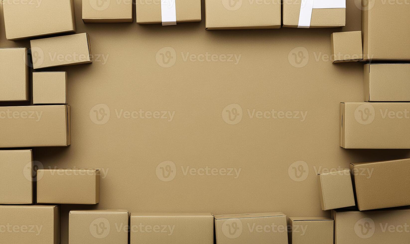 A square frame made of cardboard boxes photo