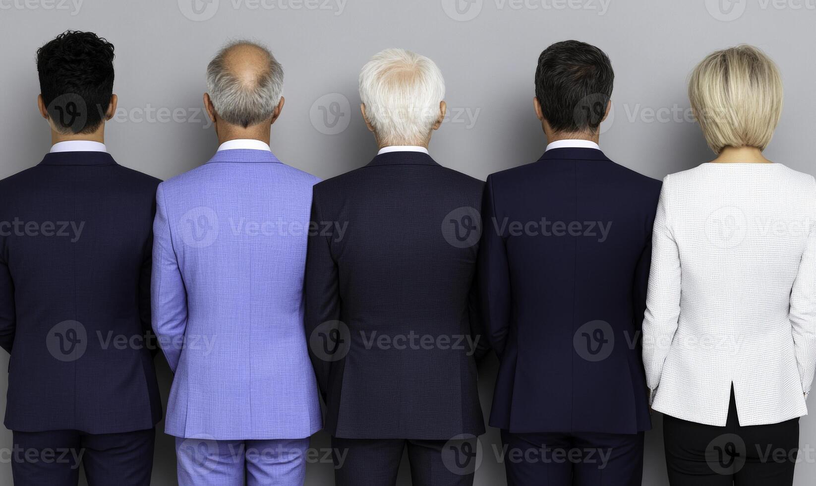 Back view of business people standing in line photo