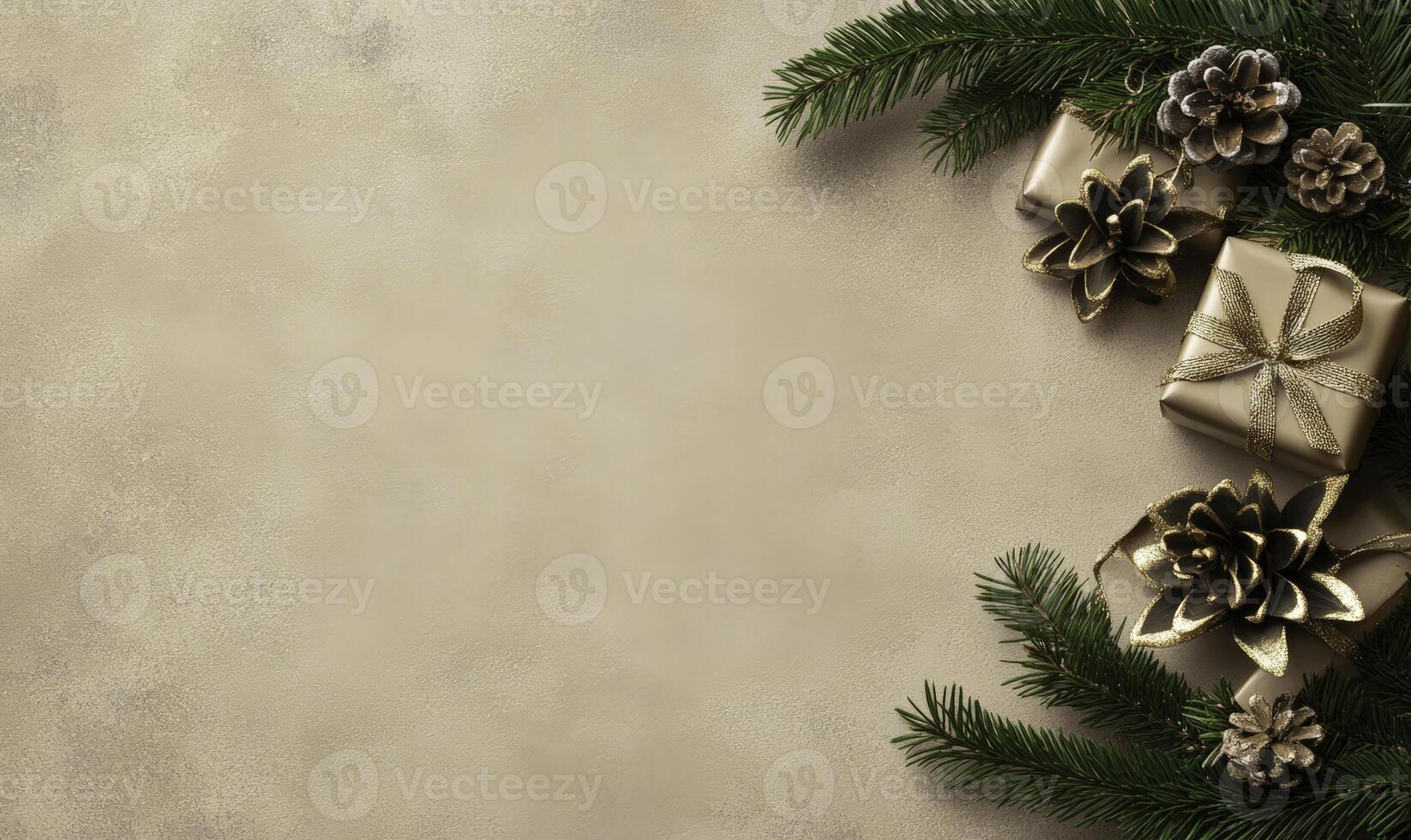 Christmas gifts on a beige background photo