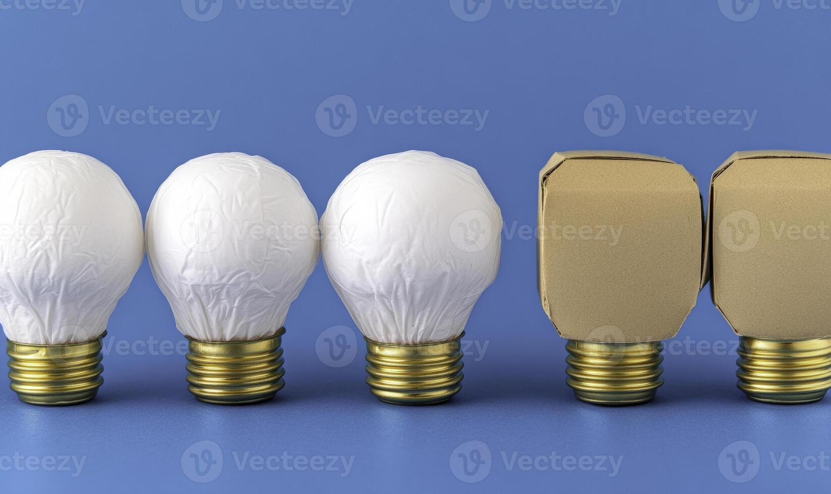 Five light bulbs with different shapes and sizes photo