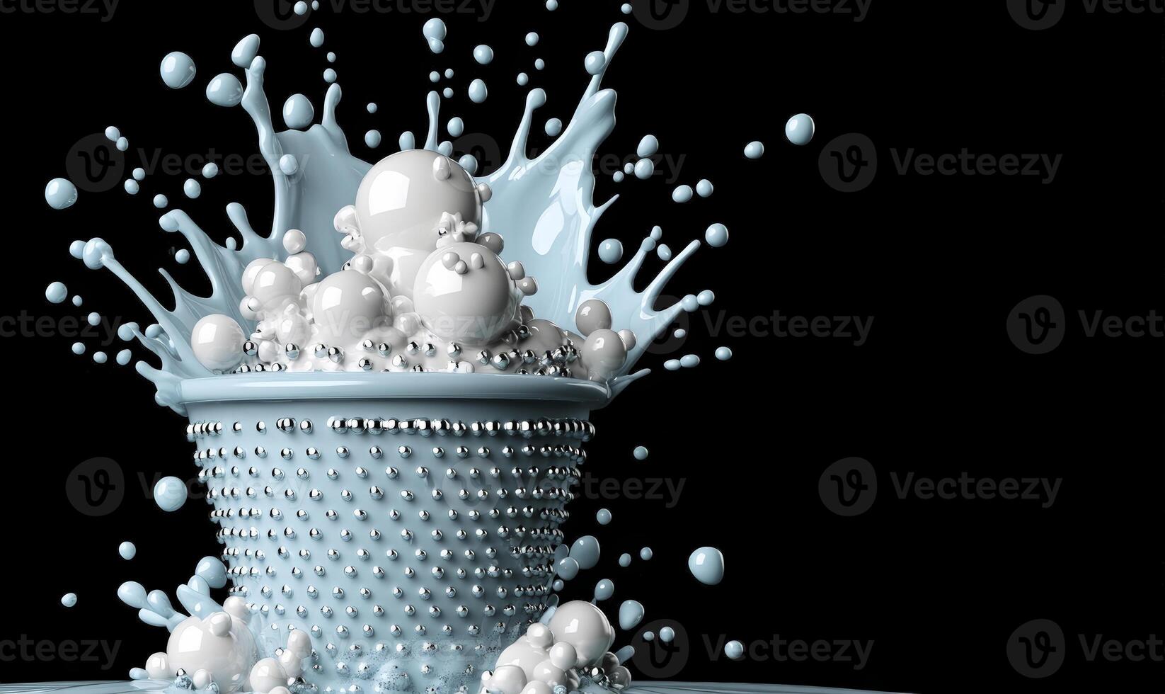 A blue cup with white bubbles and bubbles photo