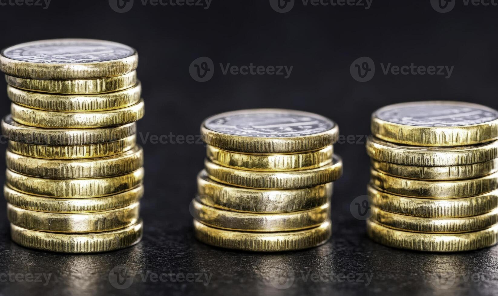 Stacks of Gold Coins on a Dark Surface Symbolizing Wealth and Abundance in Finance and Investment Concepts for Business and Economic Growth photo
