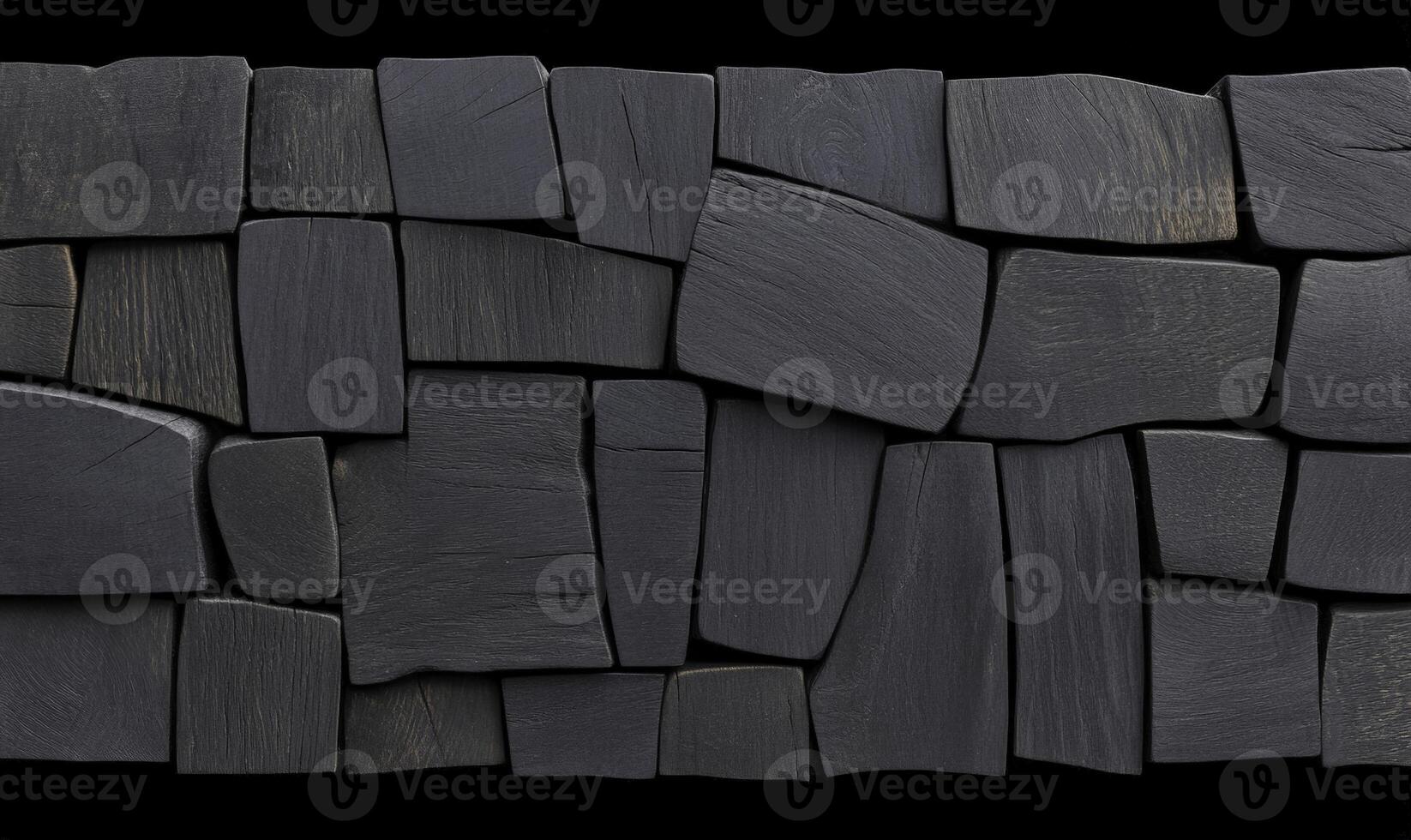 Textured Black Wooden Planks Collection Displayed on Dark Background Showing Unique Patterns and Natural Grain for Creative Design Projects photo