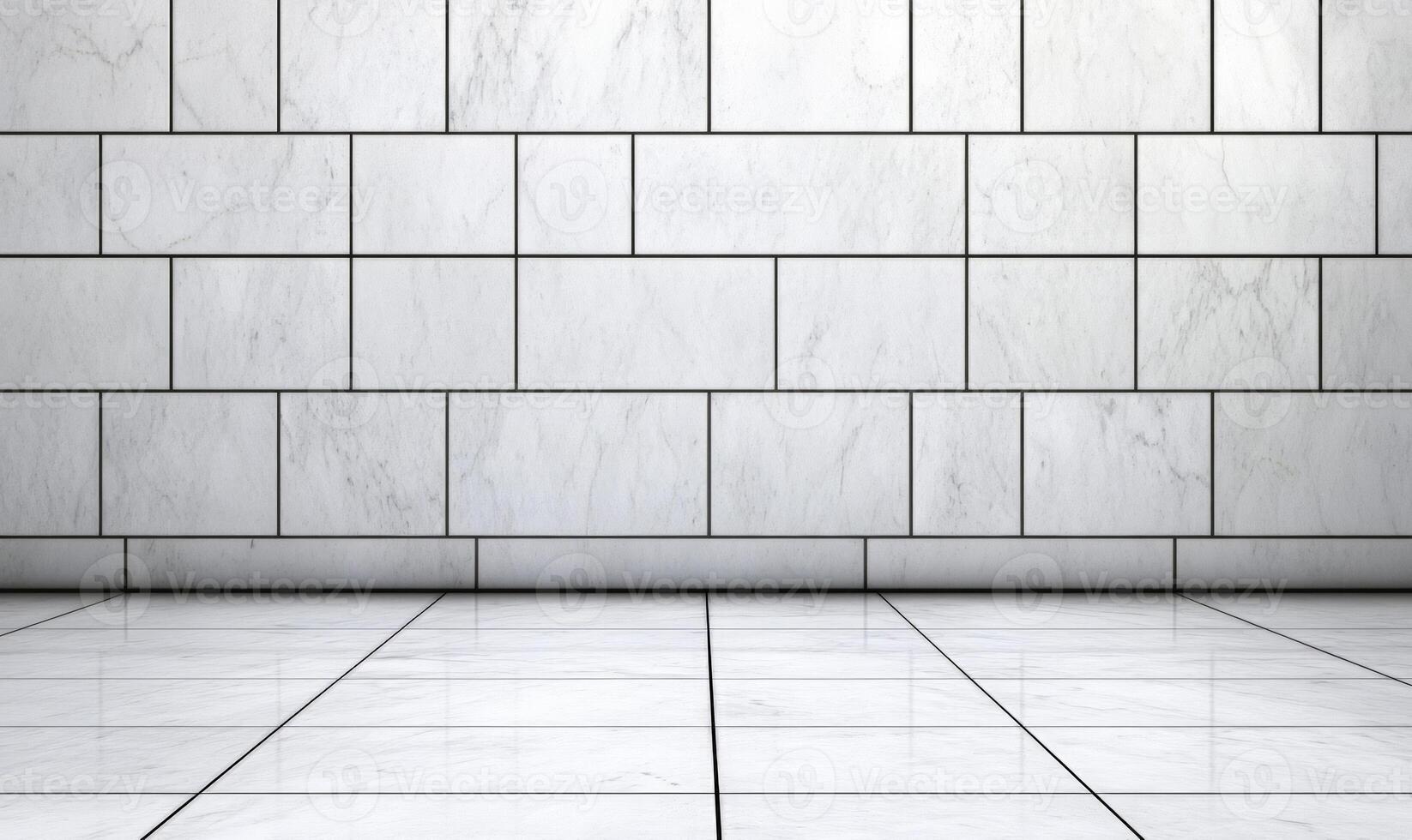 White Marble Wall and Floor with Grout Lines for Modern Interior Design, Architecture Style, Background for Creative Projects and Presentation Needs photo