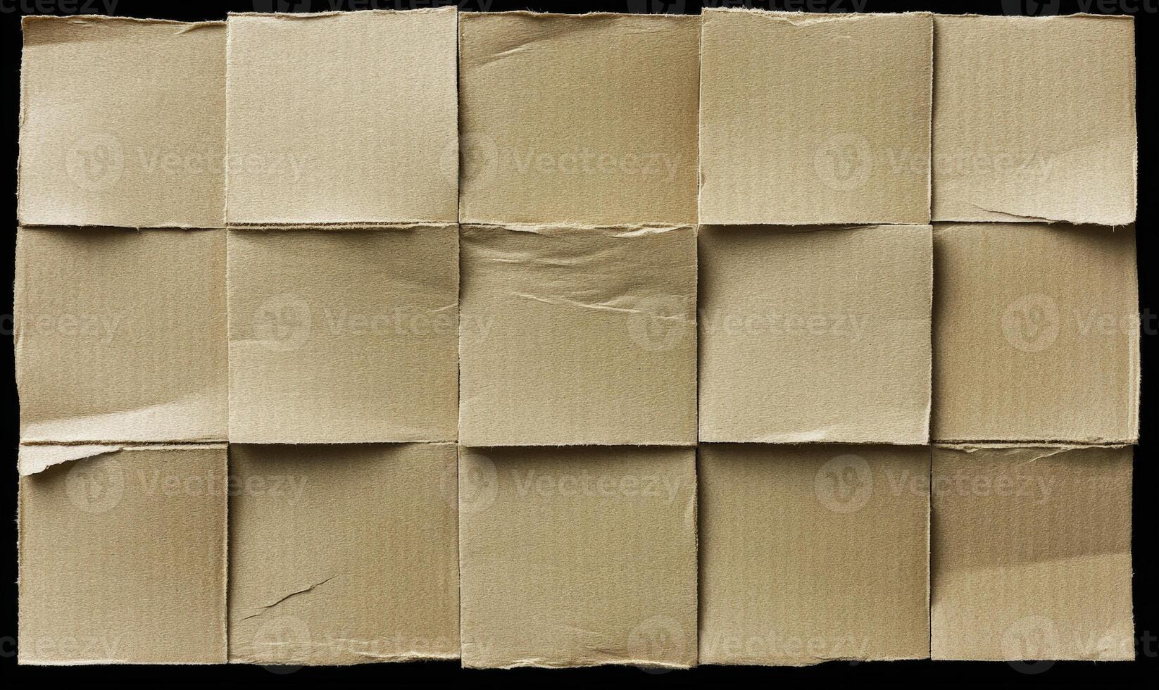 Textured Surface of Multiple Brown Cardboard Pieces Arranged in a Grid Pattern for Background or Creative Projects in Various Industries photo