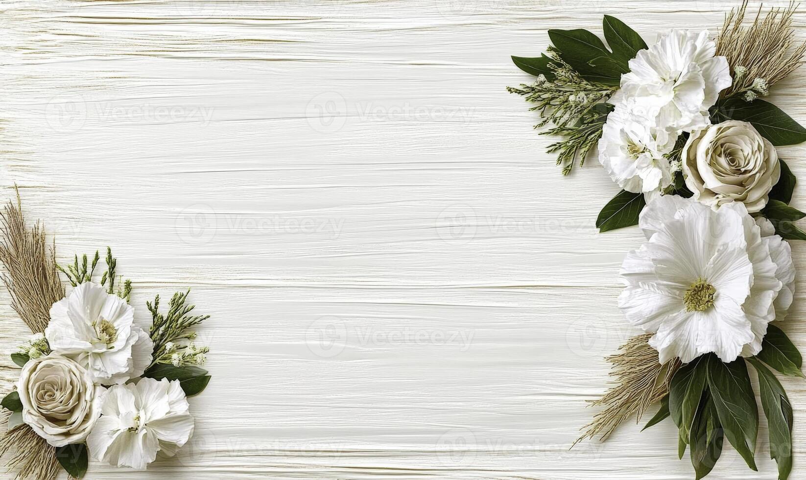 Elegant Floral Arrangement with Soft White and Beige Flowers on Textured Background for Wedding and Event Decoration Inspiration photo