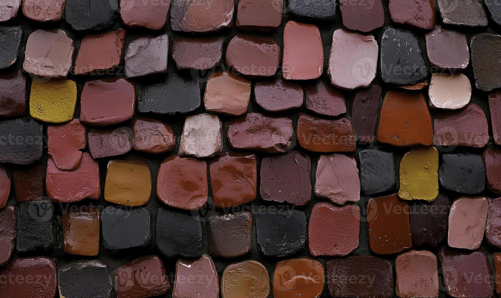 Vibrant and Colorful Artfully Arranged Tiles in Various Shades of Red and Black Creating an Abstract Background for Design Projects and Art Concepts photo
