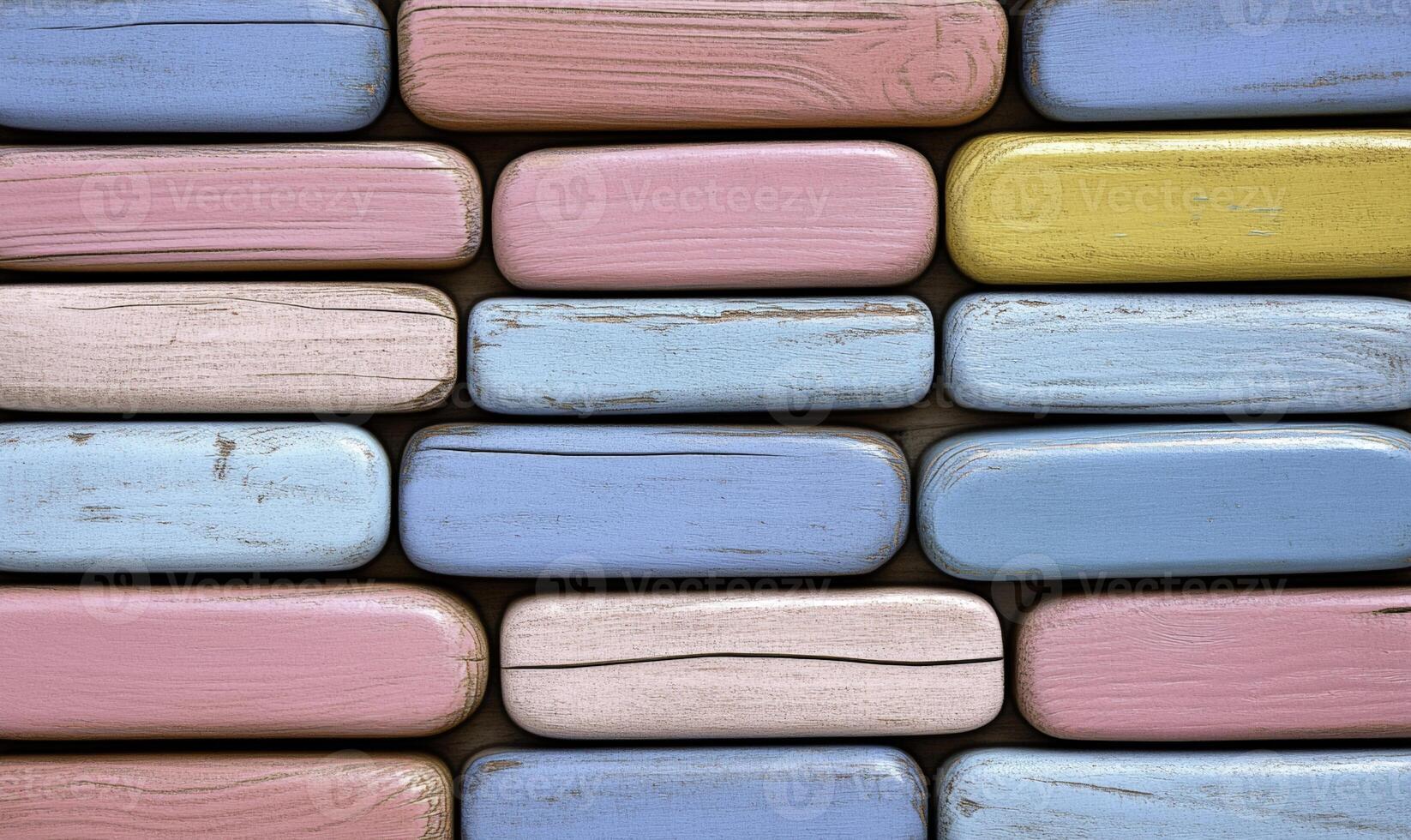 Colorful Wooden Blocks Arranged in Patterns with Soft Pastel Tones Ideal for Backgrounds, Textile Designs, and Child-Friendly Decor Projects photo