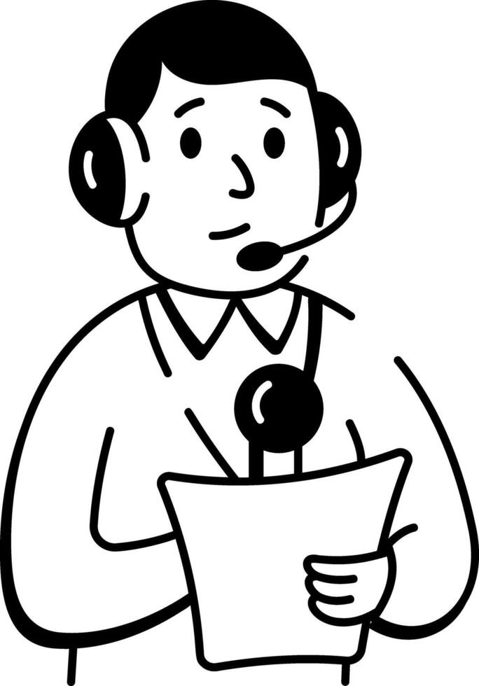 A hand drawn style icon of commentator vector