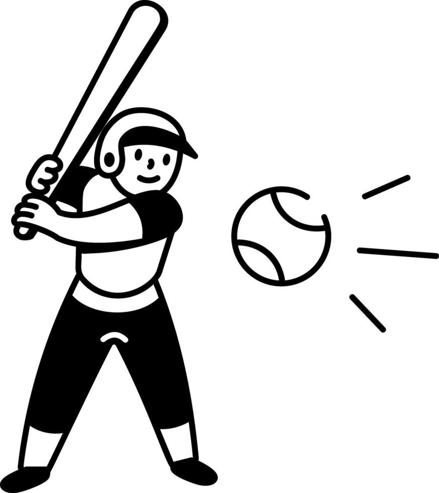 A doodle style icon of a person playing baseball batter vector