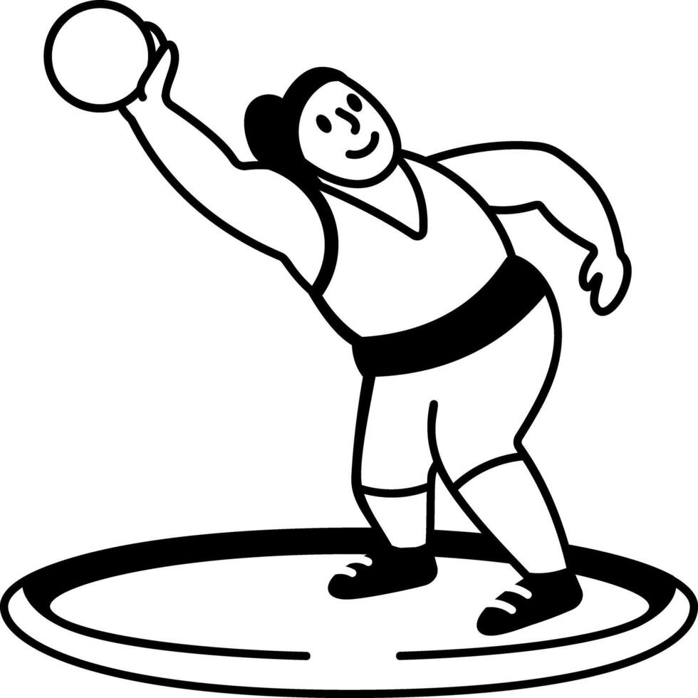 Sketchy style icon showing an athlete throwing the shot put vector