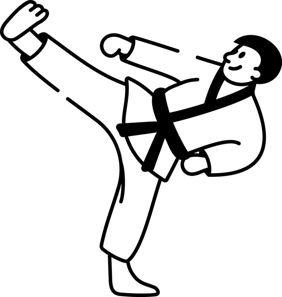 Hand drawn icon of taekwondo kick vector