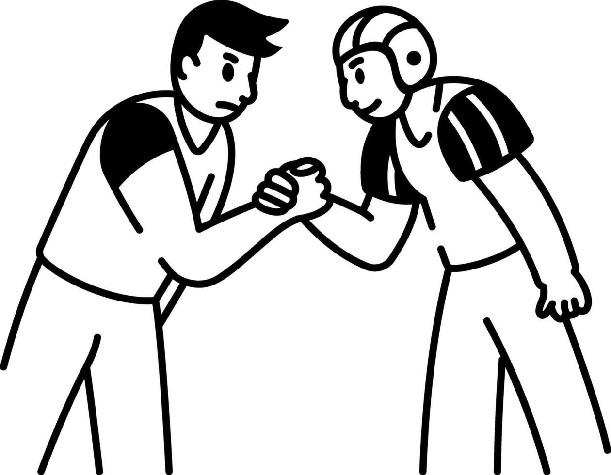 Hand drawn icon of two athletes vector