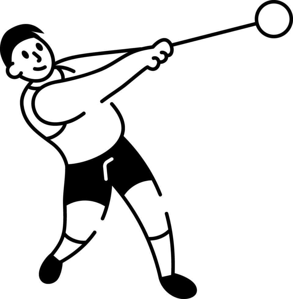 A hand drawn style icon showing hammer throw vector
