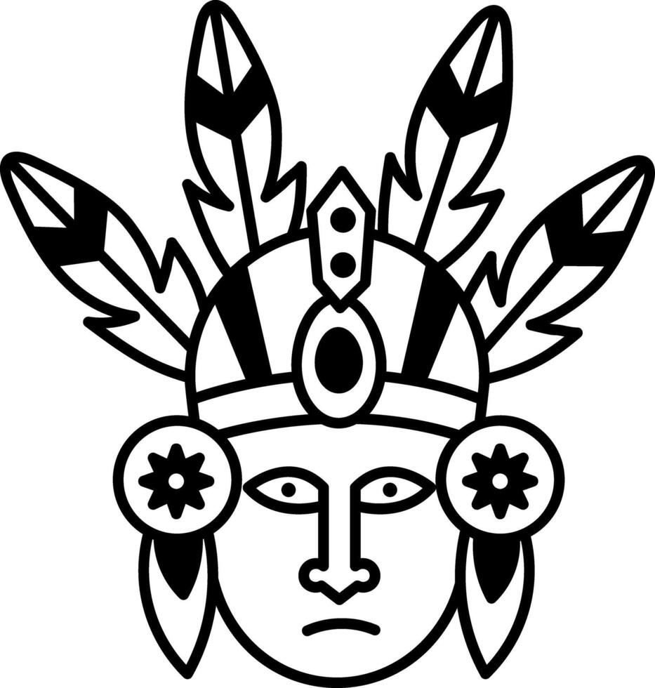A doodle style icon of a tribal mask vector