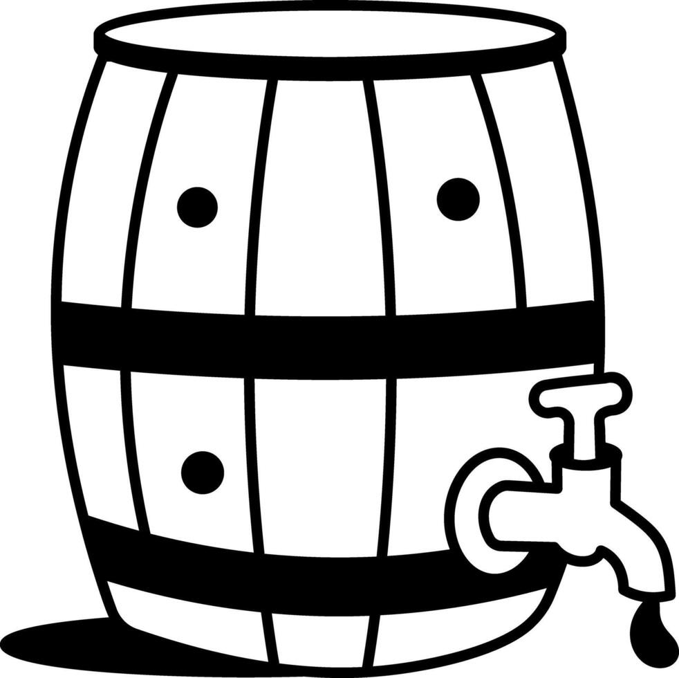 A doodle style icon of a wooden beer drum vector