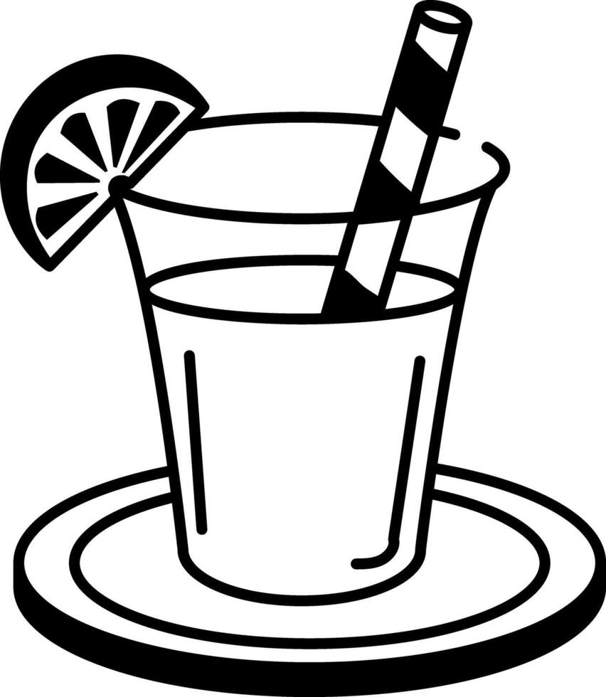 Fresh lemonade glass icon in hand drawn style vector