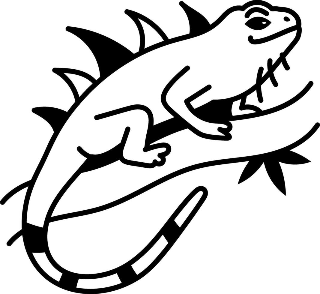 A hand drawn style icon of iguana vector