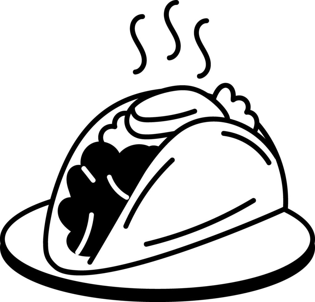 A hand drawn style icon of taco dish vector