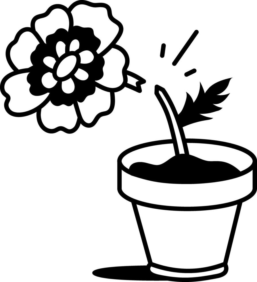 A doodle style icon of a broken flower vector