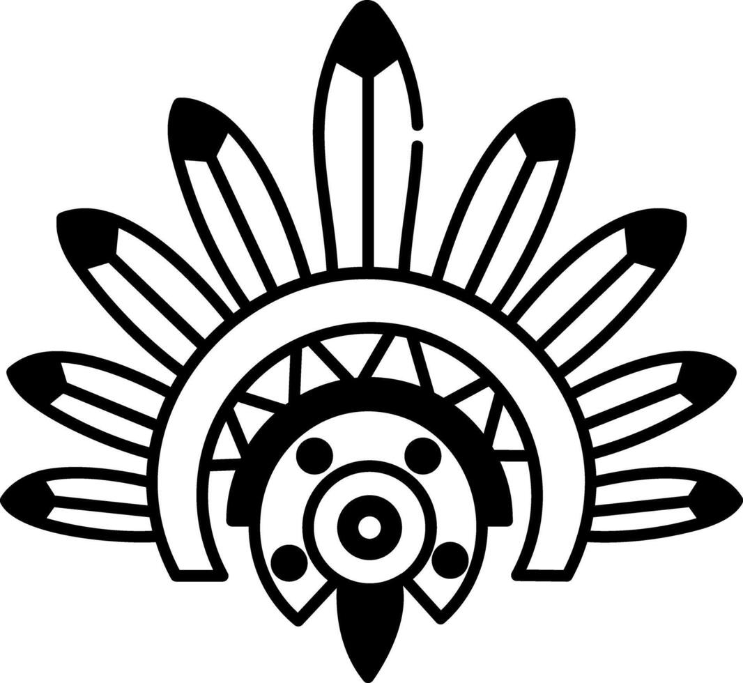 Traditional aztec headdress icon in hand drawn style vector
