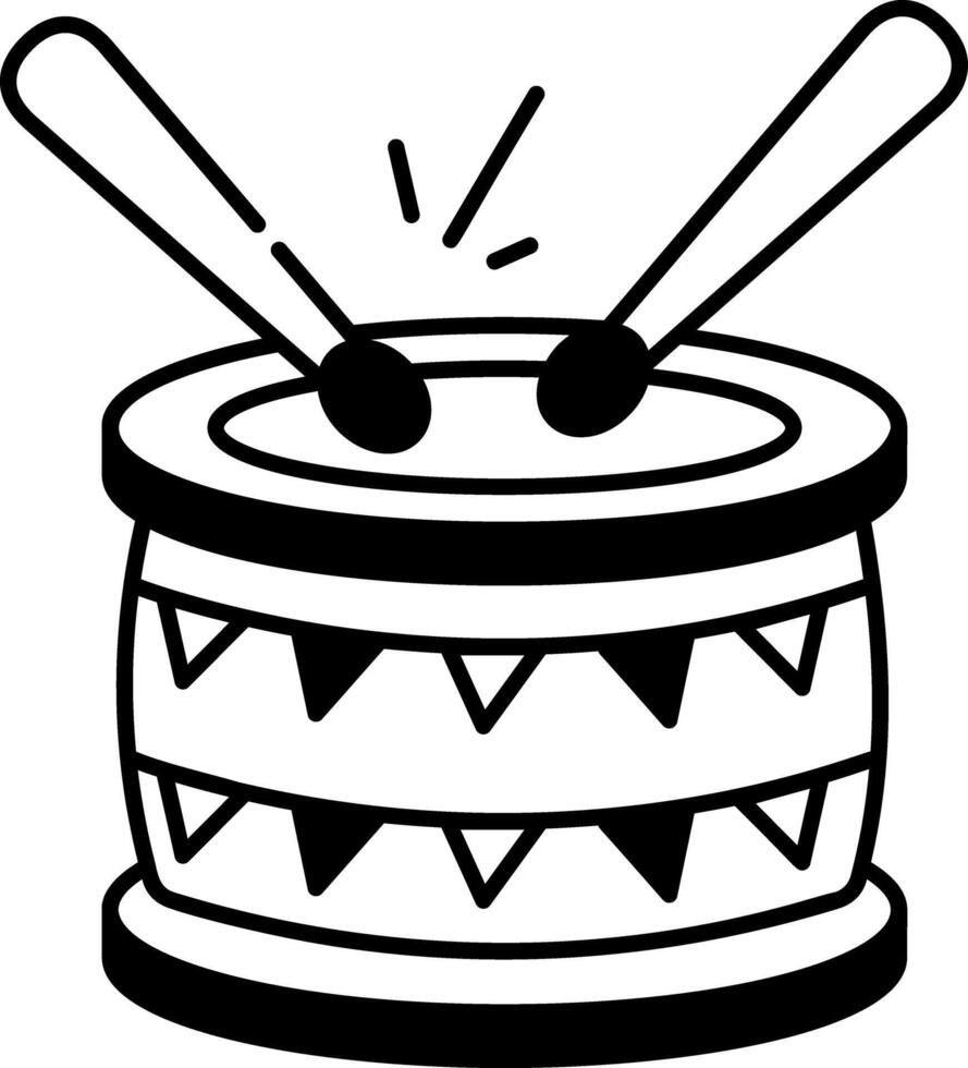 Mexican drum icon in hand drawn style vector