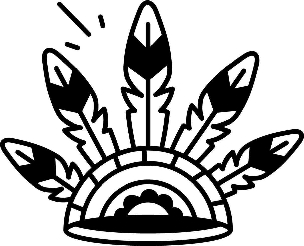 Feathered headdress icon in hand drawn style vector