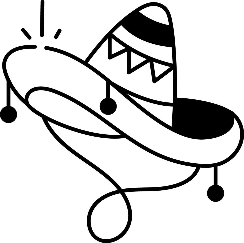 Traditional mexican hat icon in hand drawn style vector