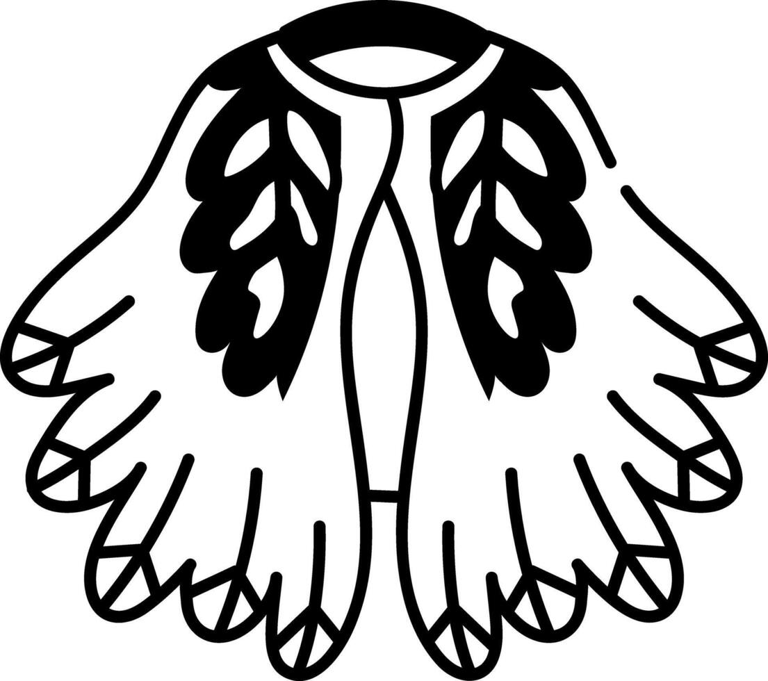 A doodle style icon of a feathered cape vector