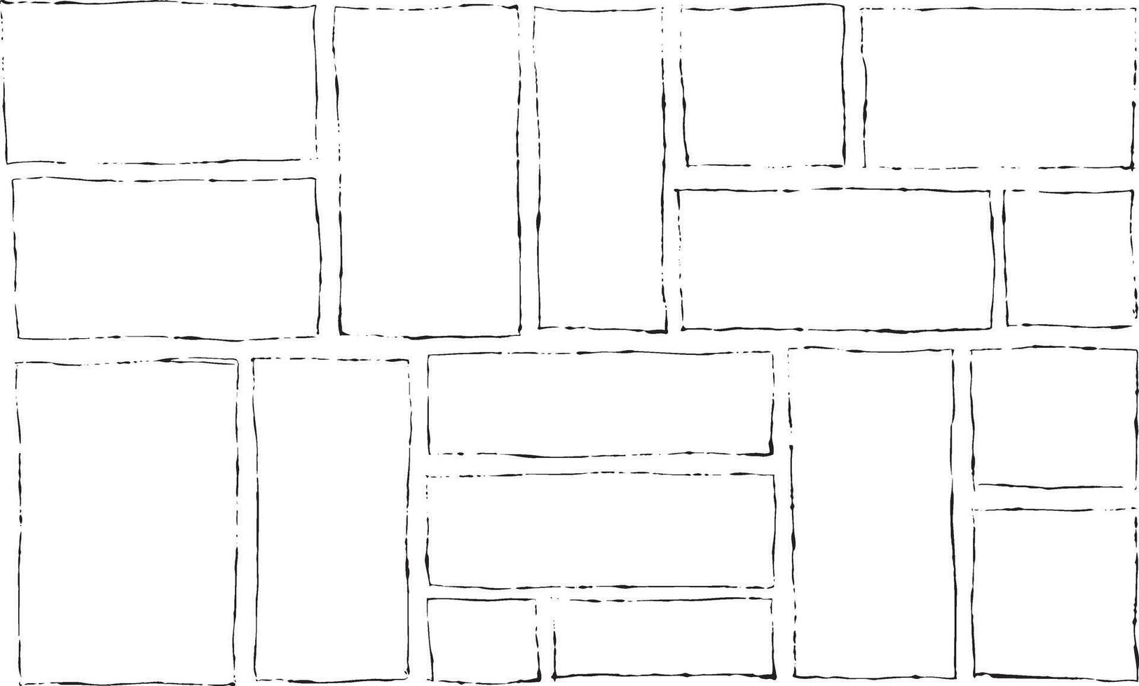 Border frame. Black dirty square collection. Simple scratch brush empty doodle. Freehand grungy rectangle. Outline sketch drawn vector