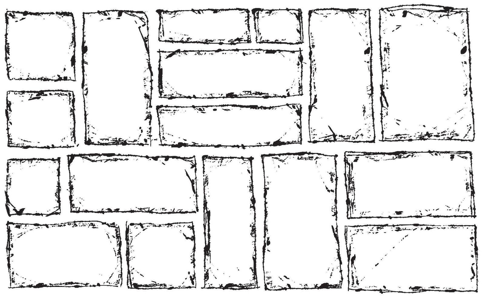 Border frame. Black collection. Simple scratch brush empty doodle. Freehand grungy rectangle. Outline sketch drawn line vector