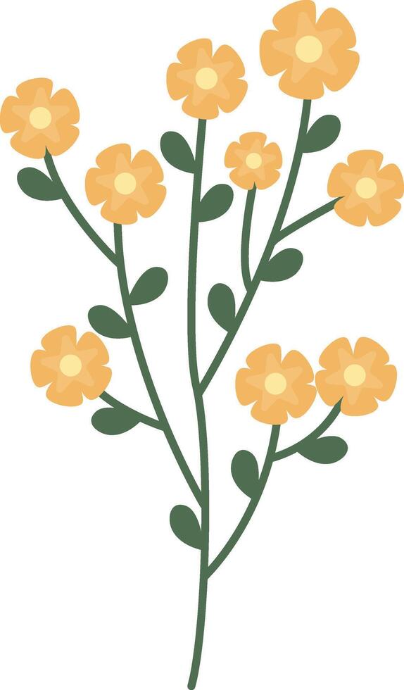 Yellow flower illustration in flat cartoon design vector