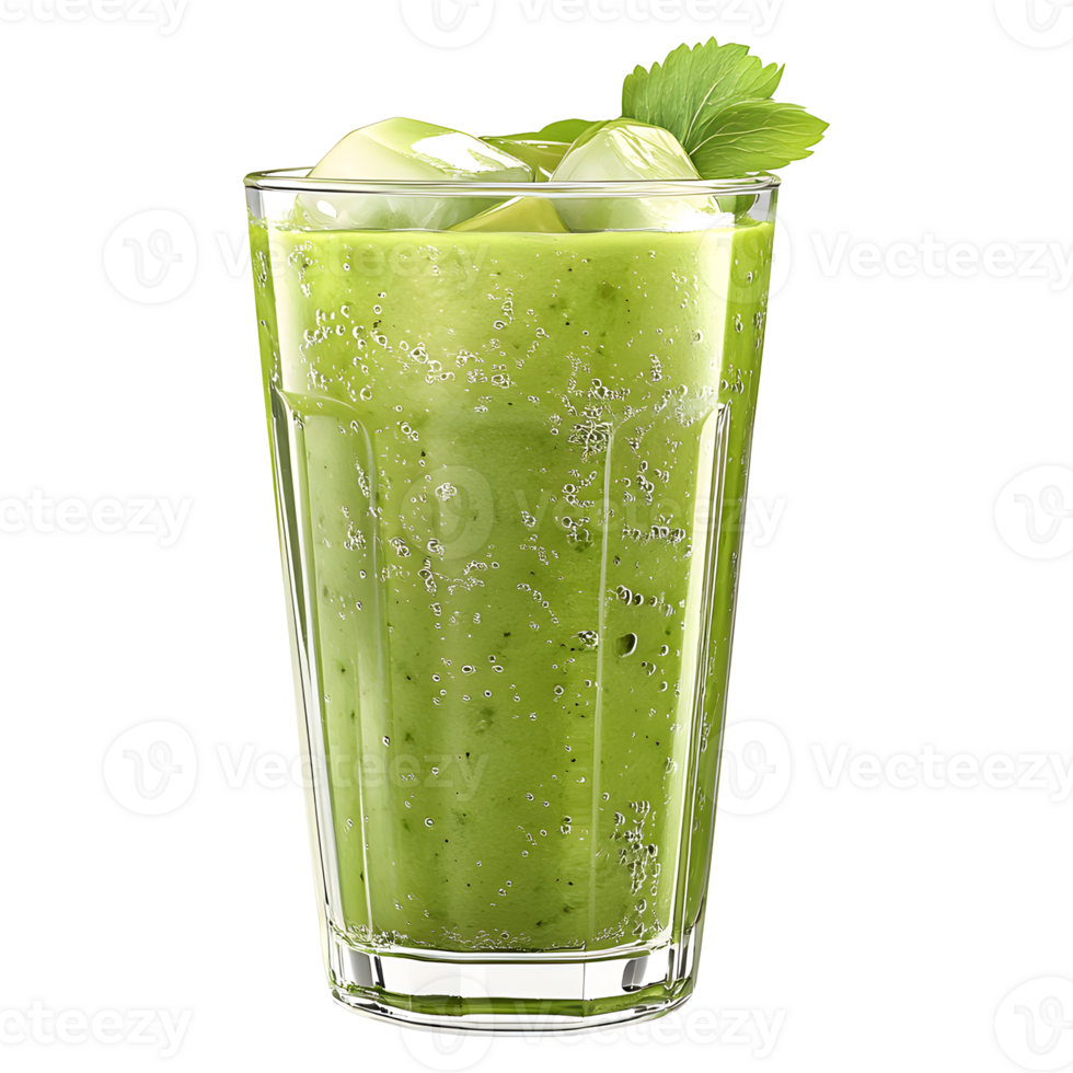 Refreshing Iced Avocado Juice in a Clear Glass on Transparent Background png