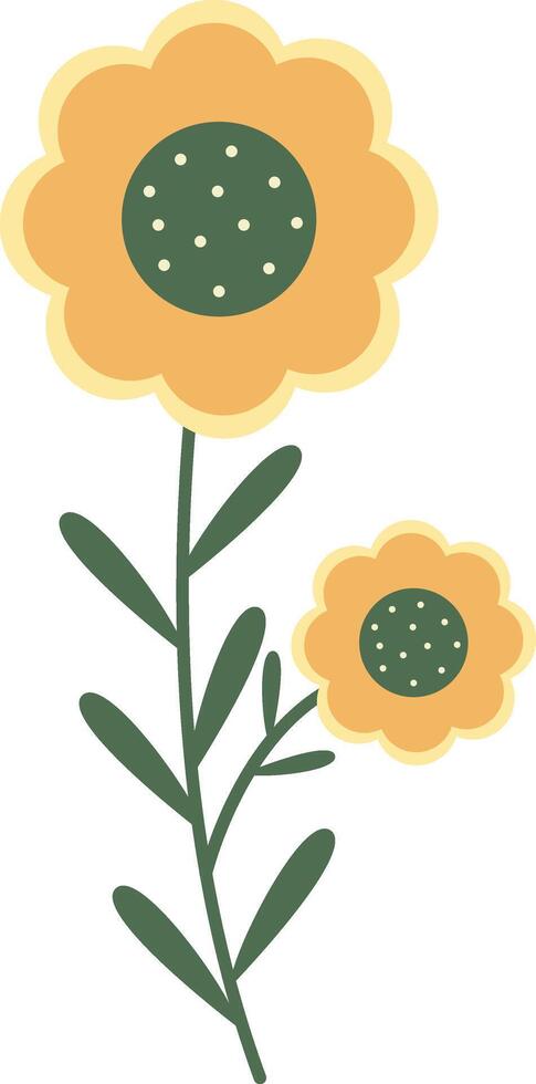 Yellow flower illustration in cartoon style vector