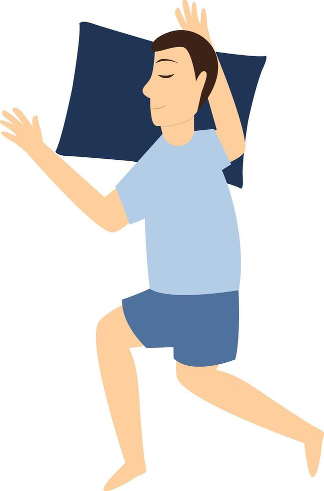 Man Sleeping Position Illustration in Flat Design vector