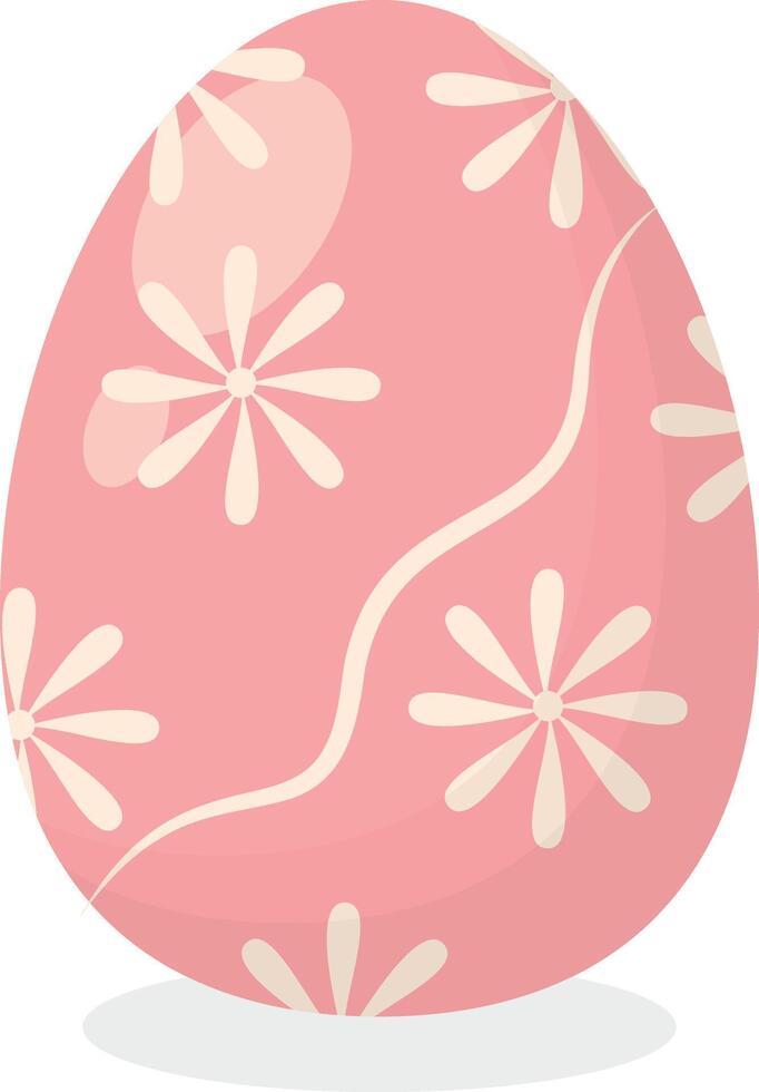 Pink Easter Egg with Flower Pattern Style vector