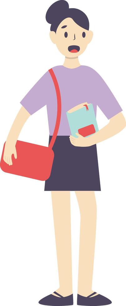 Student Girl Cartoon Character vector