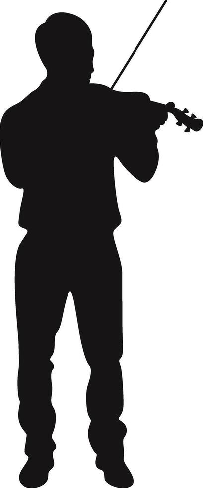 Silhouette of Man Jazz Playing Viola. vector