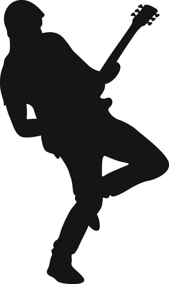 Silhouette of Man Musician Playing Guitar vector