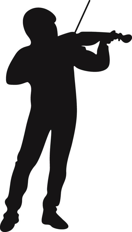 Silhouette of Man Jazz Playing Viola vector